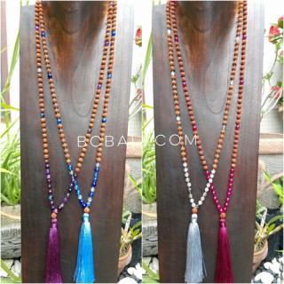 4color radraksha mala tassels necklace with glass beads